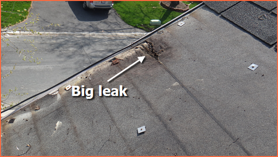 Felt leak caused hole in plywood Felt leak caused hole in plywood