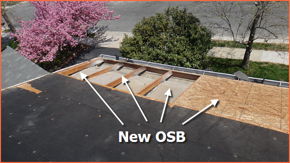 replaced osb board at gutter edges