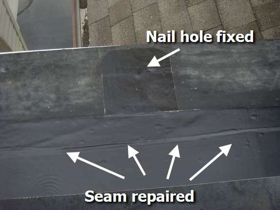Seam and hole repaired