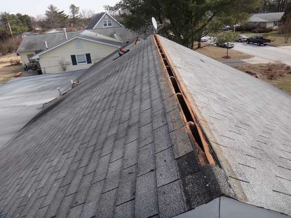 Roof prepped for ridge vent
