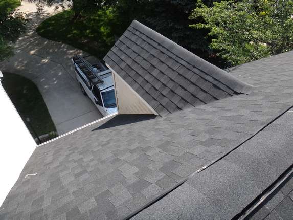 asphalt shingles on dormer