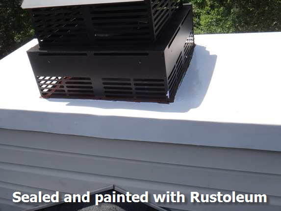 chimney flashing painted with rustoleum