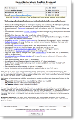 Md Roof Estimate Proposal