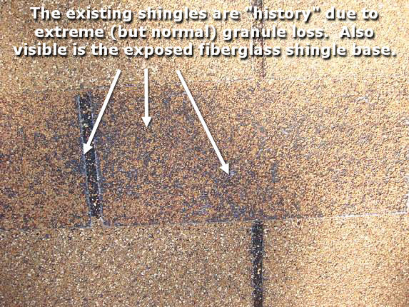 Failing and worn out shingles