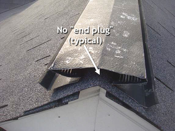End Plug Missing From Ridge Vent