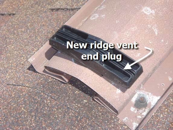 Ridge vent end plug