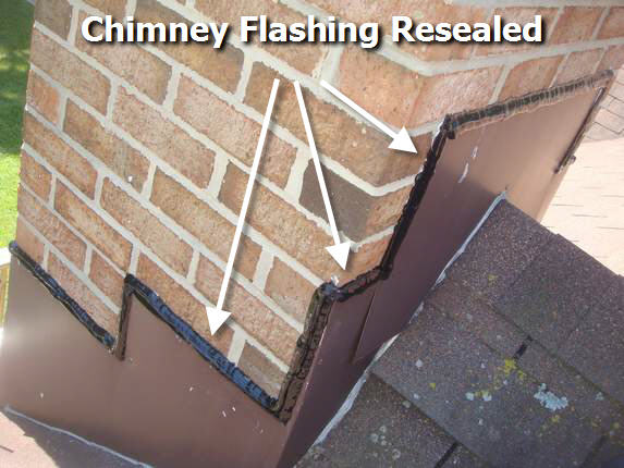 Chimney flashing resealed with Geocel