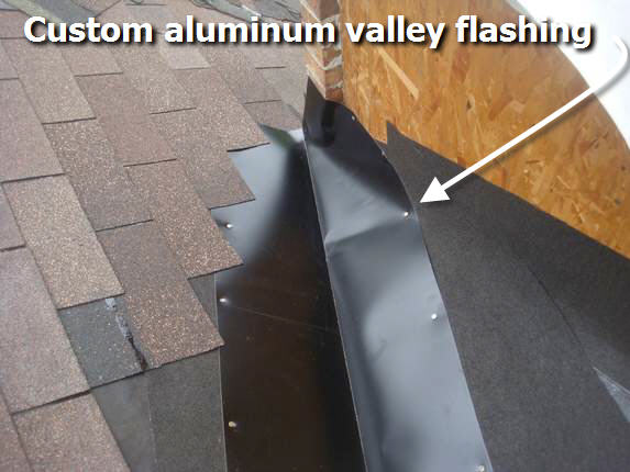 Custom valley flashing