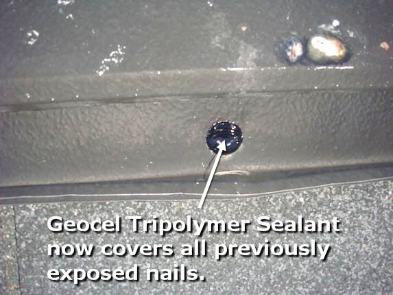 Seal roof nail heads 