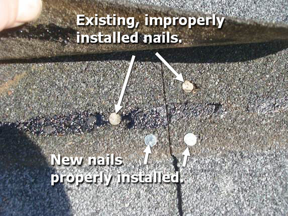 Bad roof nail technique