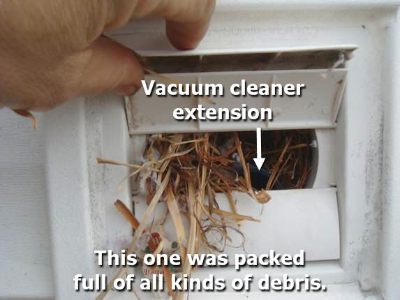 Vent clogged with debris