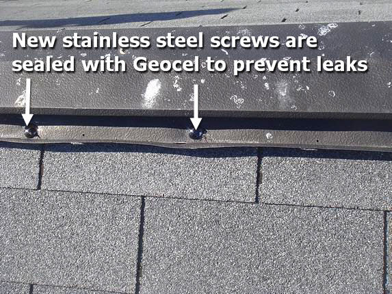 roof screws sealed with Geocel