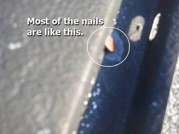Nails leaking on ridge vent