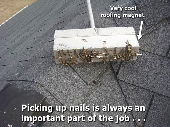 Roof magnet picks up stray roof nails