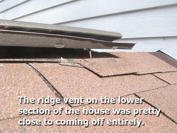 Loose metal ridge vent