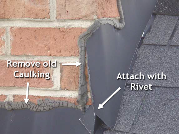 Image of faulty chimney flashing Image of faulty chimney flashing