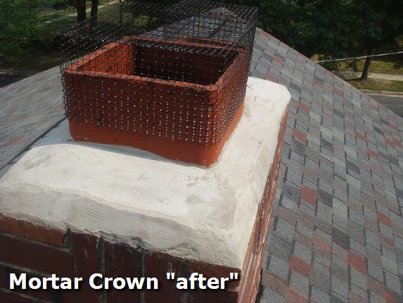 Chimney mortar crown repair