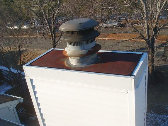 Chimney crown flashing contained