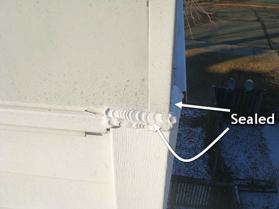 Siding corner post sealed