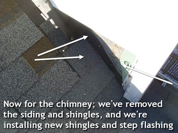 Step flashing on chimney cricket