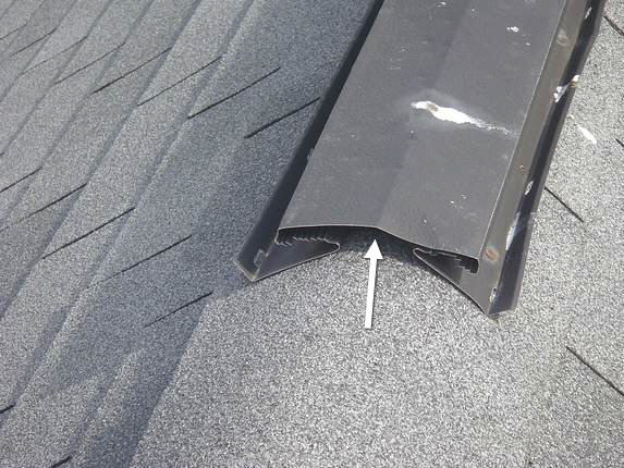 Ridge vent roof leak