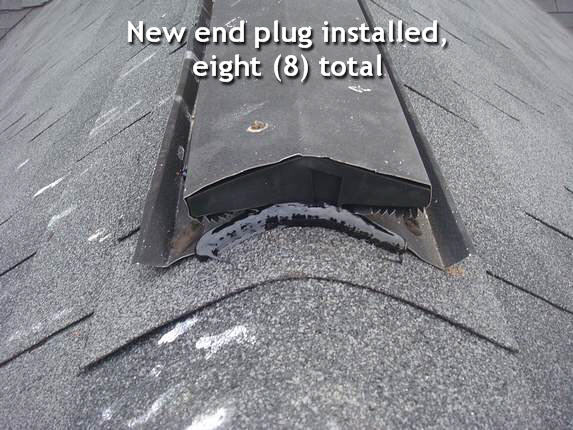 Ridge vent leak fixed