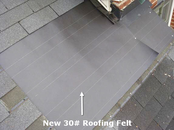 Installing new 30# roofing felt